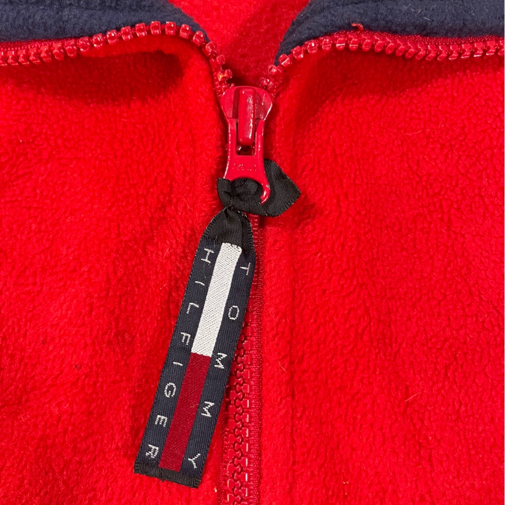 Tommy Hilfiger Men’s Quarter Zip RED Fleece Pullover Lg - Picture 4 of 8